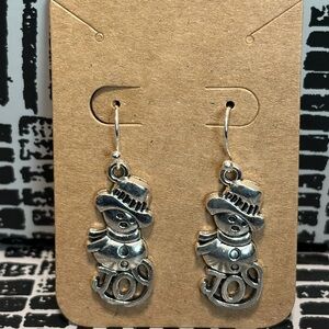 Silver Snowman Earrings